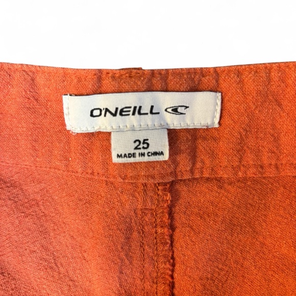 Linen Shorts High Rise Orange - Picture 6 of 7